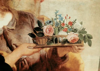 Notre-Dame du Rosaire, détail du panier de fleurs